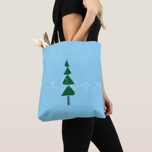 Minimalist Abstract Green Chic Christmas Tree トートバッグ (クローズアップ)