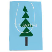 Minimalist Abstract Green Chic Christmas Tree ミディアムペーパーバッグ (正面)