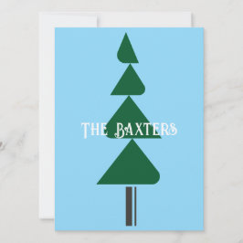 Minimalist Abstract Green Chic Christmas Tree 招待状
