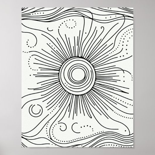 Minimalist Abstract Sun Art Poster ポスター (正面)