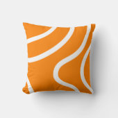 Minimalist Abstract White Lines on Vibrant Orange クッション (正面)
