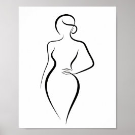 Minimalist Abstract Woman Body Line Art Silhouette ポスター