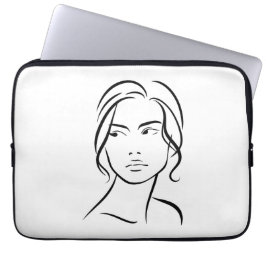 Minimalist Abstract Woman Face Line Art Drawing 4 ラップトップスリーブ