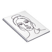 Minimalist Abstract Woman Face Line Art Notebook ノートブック (右側)