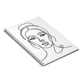 Minimalist Abstract Woman Face Line Art Notebook ノートブック