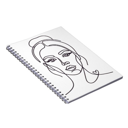 Minimalist Abstract Woman Face Line Art Notebook ノートブック (右側)