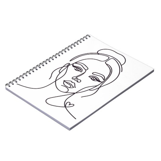 Minimalist Abstract Woman Face Line Art Notebook ノートブック (左側)