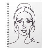 Minimalist Abstract Woman Face Line Art Notebook ノートブック (正面)