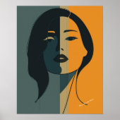 Minimalist Abstract Woman Face – Modern Boho Art ポスター (正面)