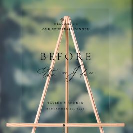Minimalist Acrylic Rehearsal Dinner Welcome Sign アクリルサイン