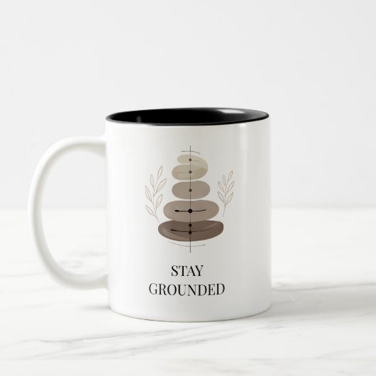 Minimalist Acupuncture Mug Stay Grounded coffee  ツートーンマグカップ (左)