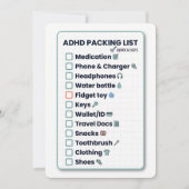 Minimalist ADHD Packing List Travel Checklist Card シーズンカード (正面)