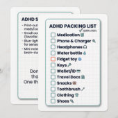 Minimalist ADHD Packing List Travel Checklist Card シーズンカード (正面/裏面)