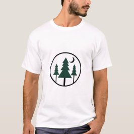 Minimalist Adventure Forest Pine Trees Night Moon  Tシャツ