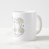 Minimalist Aesthetic Hello Spring Cat & Daisy  ジャンボコーヒーマグカップ (正面右)
