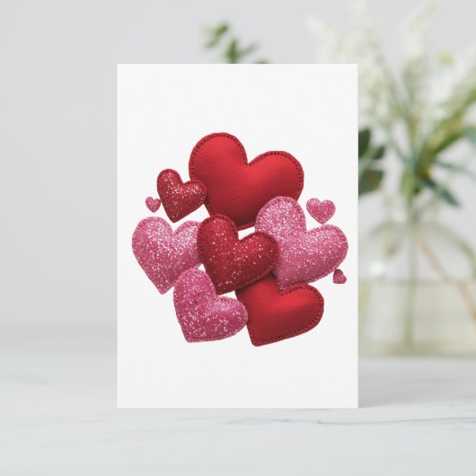 Minimalist Aesthetic Red Hearts Pattern サンキューカード (スタンド正面)