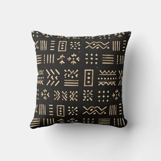 Minimalist African Mudcloth Pattern Pillow  クッション (裏面)