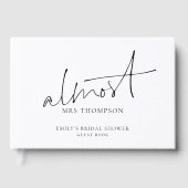 Minimalist Almost Mrs Script Bridal Shower ゲストブック (正面)