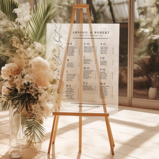 Minimalist Alphabetical Wedding Seating Chart アクリルサイン