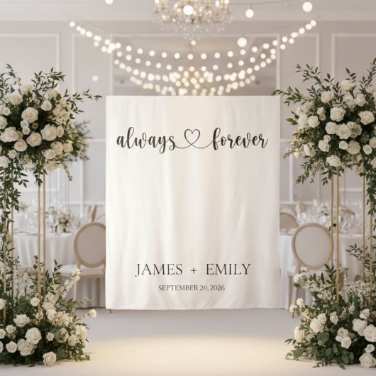 Minimalist Always & Forever Wedding Backdrop タペストリー
