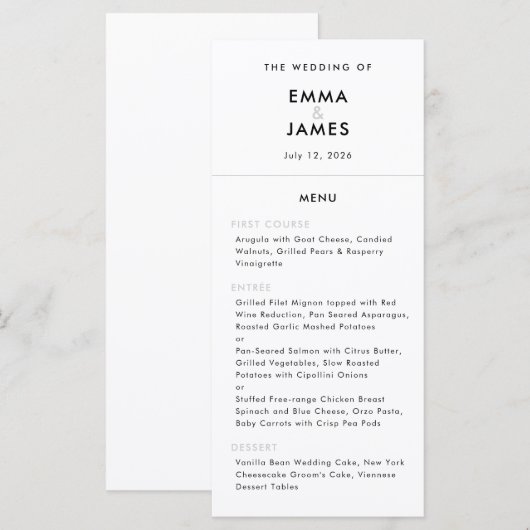 Minimalist Ampersand Wedding | Elegant メニュー (正面/裏面)