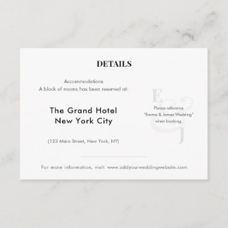 Minimalist Ampersand Wedding | Hotel | QR Code エンクロージャーカード