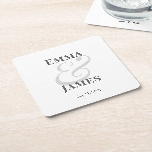 Minimalist Ampersand Wedding | Paper Coaster スクエアペーパーコースター (アングル)