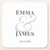 Minimalist Ampersand Wedding | Paper Coaster スクエアペーパーコースター (正面)