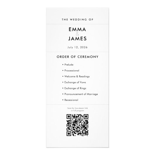 Minimalist Ampersand Wedding | Program | QR Code ラックカード (正面)