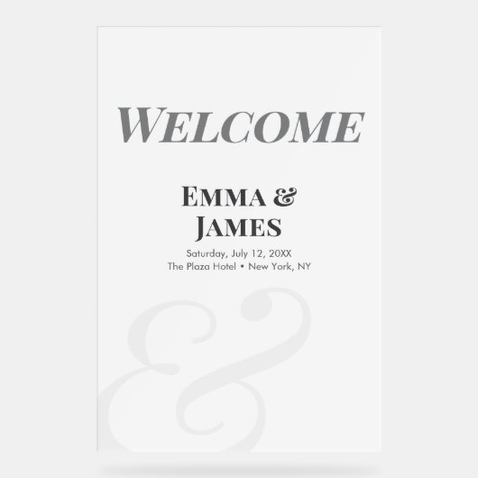 Minimalist Ampersand Wedding | Welcome Sign アクリルサイン (正面)