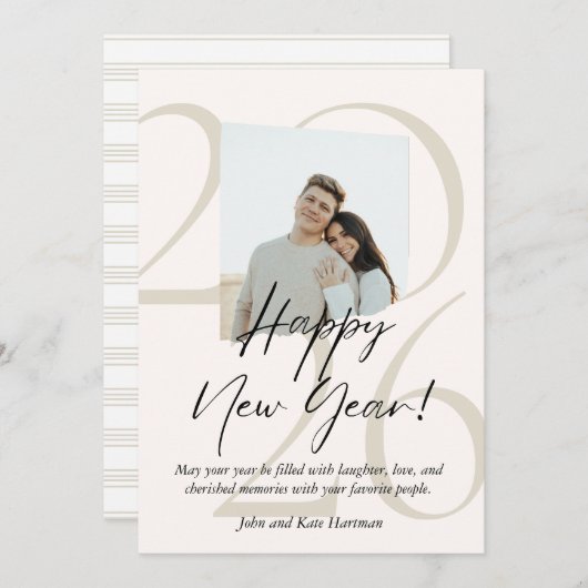 Minimalist and Aesthetic Happy New Year Photo  (正面/裏面)