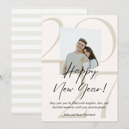 Minimalist and Aesthetic Happy New Year Photo  (正面/裏面)