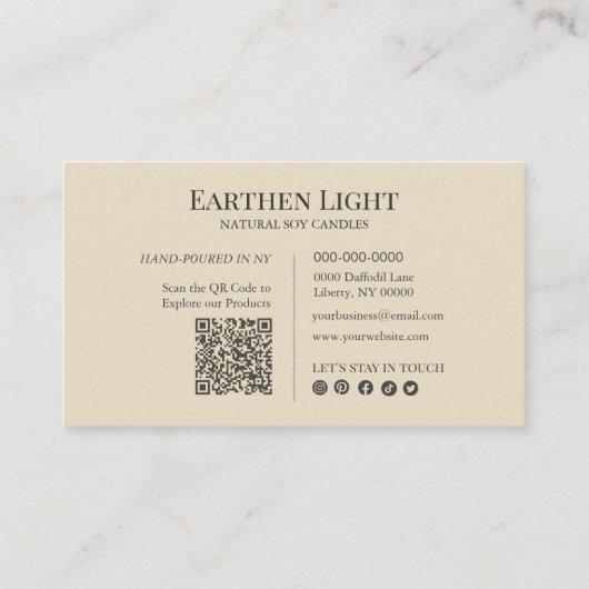 Minimalist and Modern Candle Botanical QR Code 名刺 (裏面)