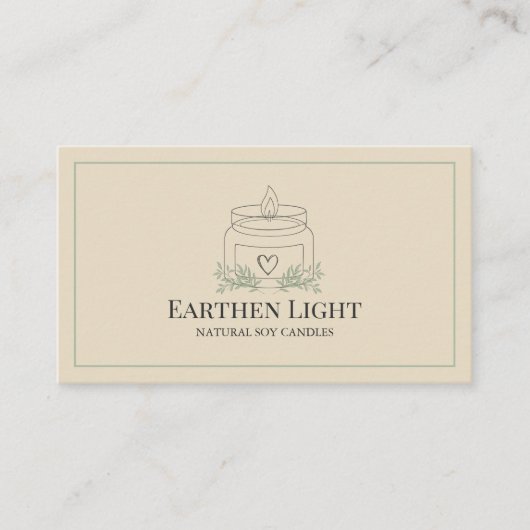 Minimalist and Modern Candle Botanical QR Code 名刺 (正面)