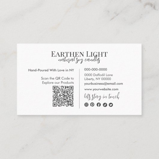 Minimalist and Modern Candle Botanical QR Code 名刺 (裏面)