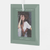 Minimalist and Modern | Merry and Married Photo ガラスオーナメント (正面左)