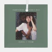 Minimalist and Modern | Merry and Married Photo ガラスオーナメント (裏面)