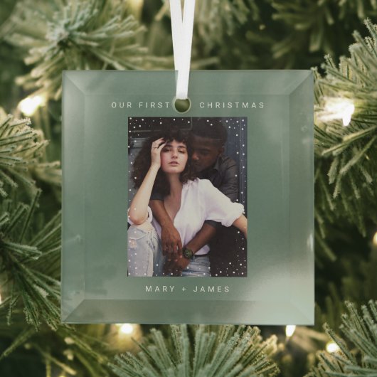 Minimalist and Modern | Merry and Married Photo ガラスオーナメント (インサイチュ)