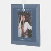 Minimalist and Modern | Merry and Married Photo ガラスオーナメント (正面左)