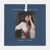 Minimalist and Modern | Merry and Married Photo ガラスオーナメント (裏面)