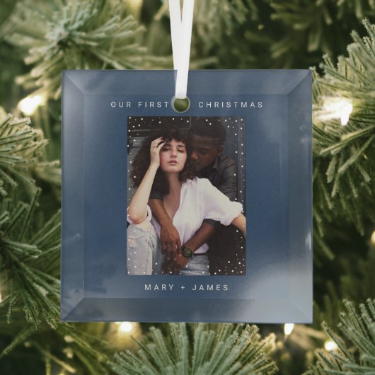 Minimalist and Modern | Merry and Married Photo ガラスオーナメント (インサイチュ)