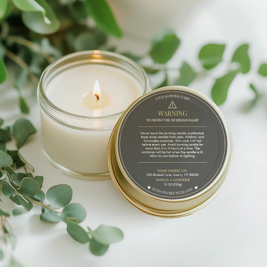 Minimalist and Modern Simple Candle Safety Label ラウンドシール