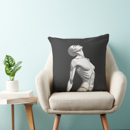Minimalist Android Female - Modern Throw Pillow クッション (椅子)