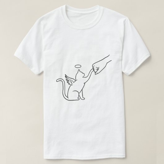Minimalist Angel Cat & Human Fist Bump Tシャツ (デザイン正面)