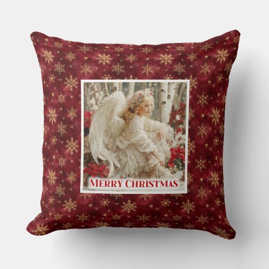 Minimalist Angel Red Gold Personalized Best Xmas クッション (正面)