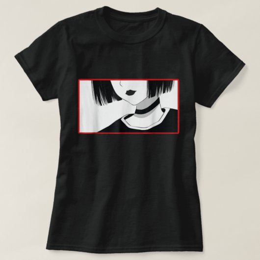 Minimalist Anime Girl Choker Shirt Tシャツ (デザイン正面)