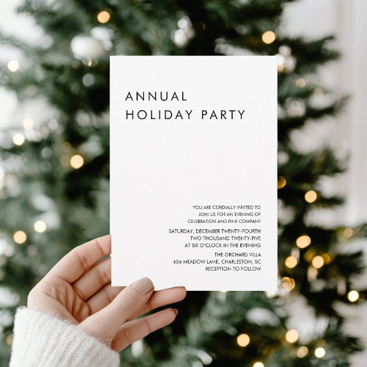 Minimalist Annual Holiday Party 招待状