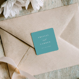 Minimalist Aqua Wedding Seals Modern Calligraphy スクエアシール