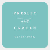 Minimalist Aqua Wedding Seals Modern Calligraphy スクエアシール (正面)