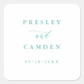 Minimalist Aqua Wedding Seals Modern Calligraphy スクエアシール (正面)